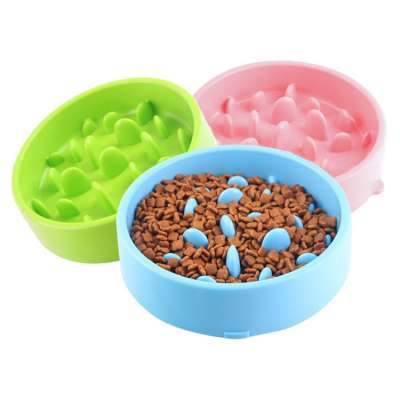 hot selling food grade plastic pet dog slow feeder bowl with anti skid rubber base