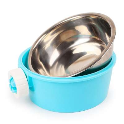 pet cage hanging dog bowl removable stainless steel food water bowl