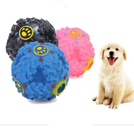 hot selling bite resistance pet squeaky food dispenser ball chew toy size S