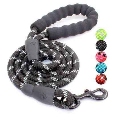 high quality hot selling in Amazon nylon rope dog reflective dog leash with padded handle size S