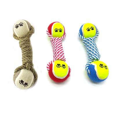 new arrival cotton rope dumbbell tennis ball durable dog chew toy